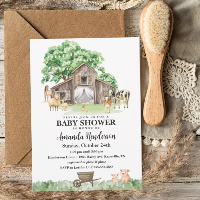 Rustic Farm Animal Gender Neutral Baby Shower Inbjudningar (Skapare uppladdad)