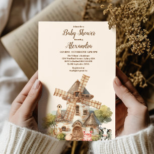 Rustic Farm Animal Gender Neutral Baby Shower Inbjudningar