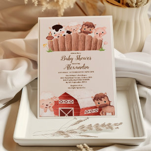 Rustic Farm Animal Gender Neutral Baby Shower Inbjudningar