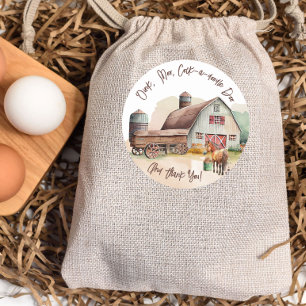 Rustic Farm Animal Oink Moo Birthday Tack Runt Klistermärke