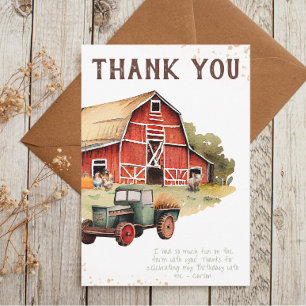 Rustic Farm Animal Tractor Boys Birthday Tack Kort