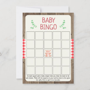 Rustic Farm Baby Shower Bing Game Inbjudningar