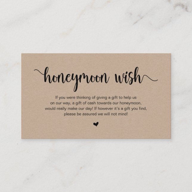 Rustic Farm Brown Kraft, Honeymoon Wish Tilläggskort (Framsida)