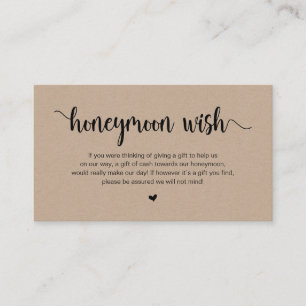 Rustic Farm Brown Kraft, Honeymoon Wish Tilläggskort