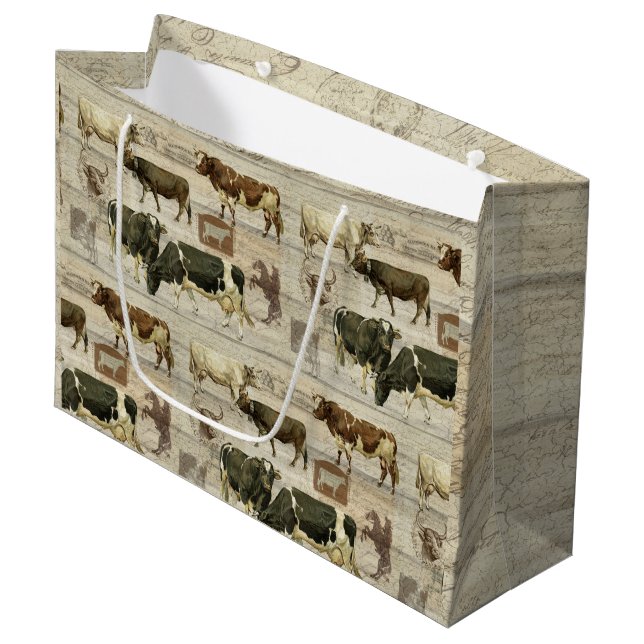 Rustic Farm Cow Masculine Pappa Tan Wooden Mönster (Framsidan Vinklad)