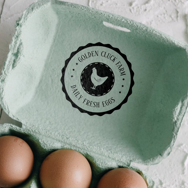 Rustic Farm Eggs Chicken Business Självfärgande Stämpel (Skapare uppladdad)