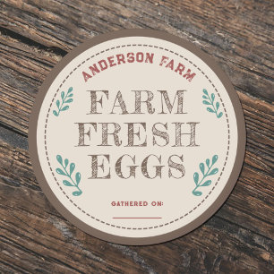 Rustic Farm Fresh Eggs-etikett etikett med Löv