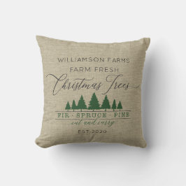 Rustic Farm Fresh Julgranar Family Namn Thro Kudde