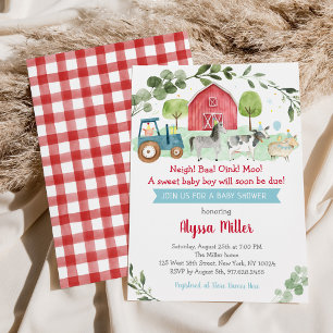 Rustic Farm Greenery Baby Shower Inbjudningar