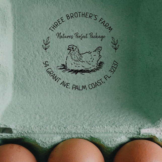 Rustic Farm | Homestead-kyckling Egg Carton Adress Stämpel (Skapare uppladdad)