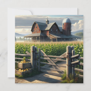 Rustic Farm House med Cornfield Ai Art Inbjudningar