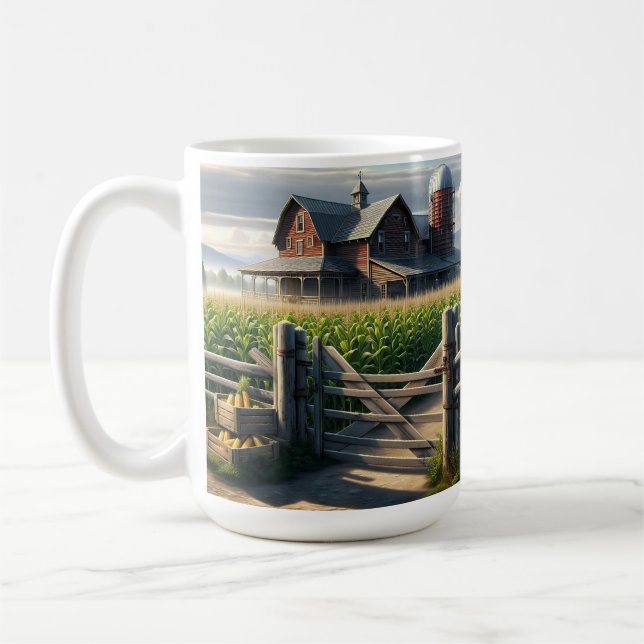 Rustic Farm House med Cornfield Ai Art Kaffemugg (Vänster)