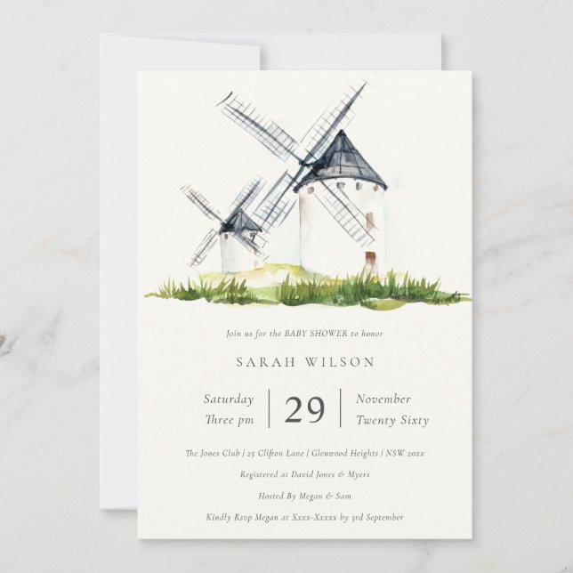 Rustic Farm Kvarn Theme Baby Shower Inbjudan (Framsida)