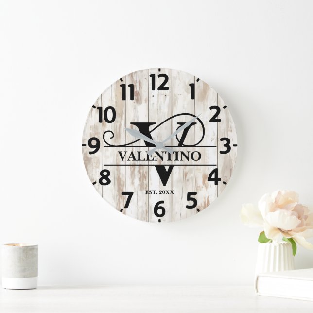 Rustic Farm Life Monogram Stor Klocka (Hem)