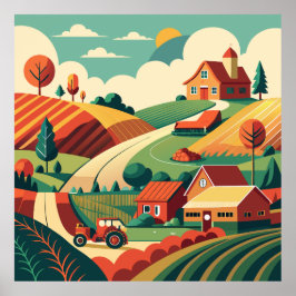 Rustic Farm Life Panorama Poster