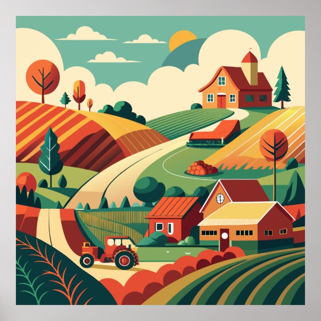 Rustic Farm Life Panorama Poster (Framsidan)