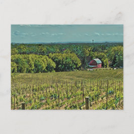 Rustic Farm Ligcape med Barn och Vineyard Vykort