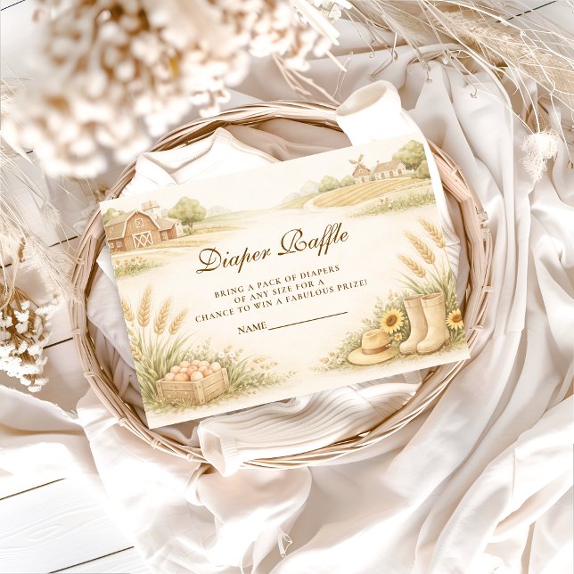 Rustic Farm Meadow Baby Shower Diapper Raffle Tilläggskort (Skapare uppladdad)