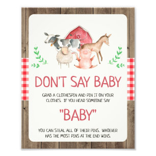 Rustic Farm Säg inte att Baby babyskylt är skylt