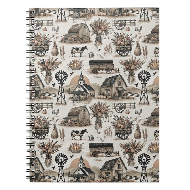 Rustic Farm Scene Anteckningsbok (Framsidan)