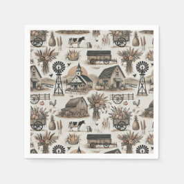 Rustic Farm Scene Pappersservett