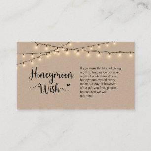 Rustic Farm String Ljus, Kraft, Honeymoon Wish Tilläggskort