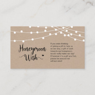 Rustic Farm String Ljus, Kraft, Honeymoon Wish Tilläggskort