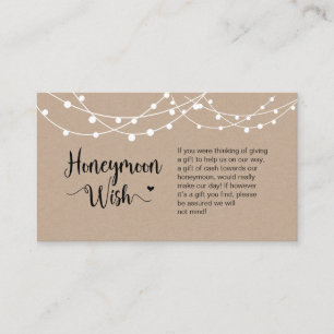 Rustic Farm String Ljus, Kraft, Honeymoon Wish Tilläggskort