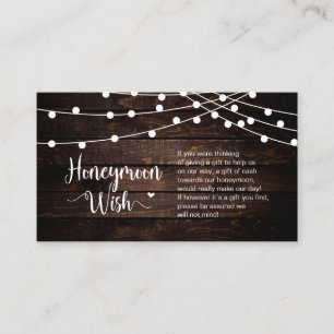 Rustic Farm String Ljus, Wood, Honeymoon Wish Tilläggskort