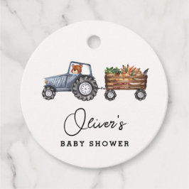 Rustic Farm Tractor Nalle Baby Shower Gåvor Etiketter