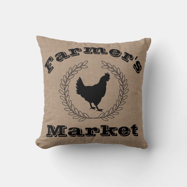 Rustic Farmers Market Black Laurels & Hen Kudde (Framsida)
