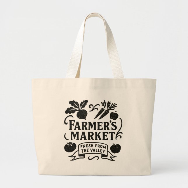 Rustic Farmers Market Tote Jumbo Tygkasse (Framsidan)