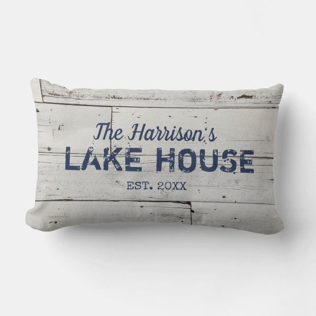 Rustic Farmhouse Anpassningsbar Family Namn Dekora Lumbarkudde (Framsida)