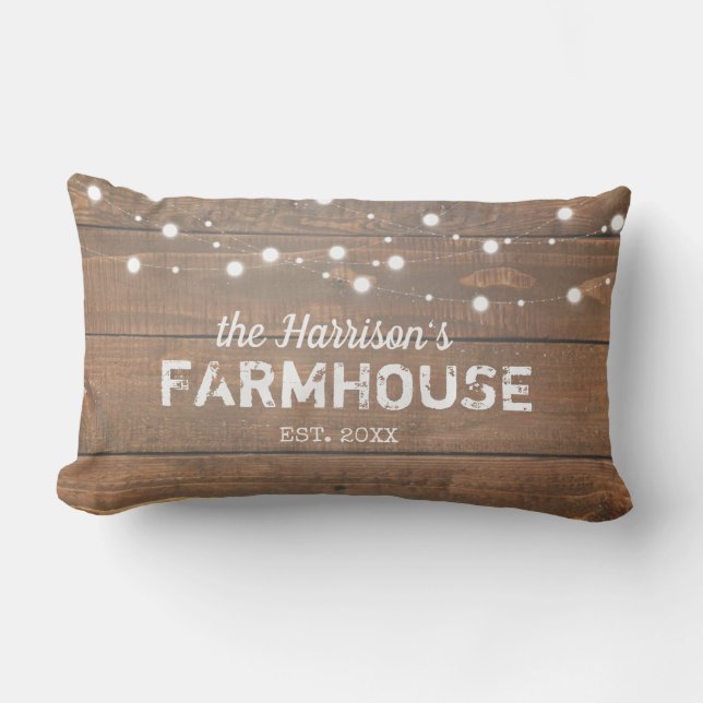 Rustic Farmhouse Anpassningsbar Family Namn Lumbar Lumbarkudde (Framsida)