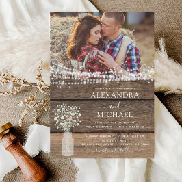 Rustic Farmhouse Baby's Band Burk Bröllop Inbjudningar