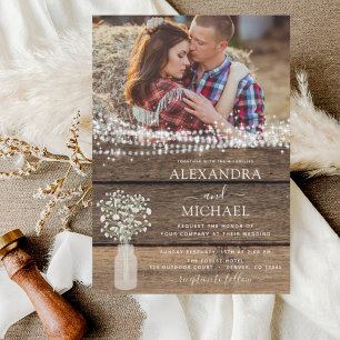 Rustic Farmhouse Baby's Band Burk Bröllop Inbjudningar