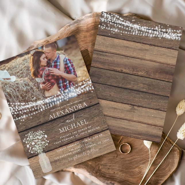 Rustic Farmhouse Baby's Band Burk Bröllop Inbjudningar (Skapare uppladdad)