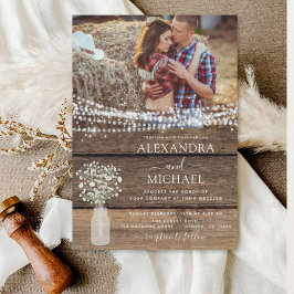 Rustic Farmhouse Baby's Band Burk Bröllop Inbjudningar