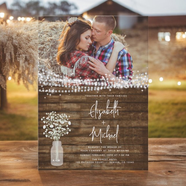 Rustic Farmhouse Baby's Band Burk Bröllop Inbjudningar (Skapare uppladdad)
