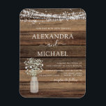 Rustic Farmhouse Baby's Band Burk Bröllop Magnet<br><div class="desc">Rustic Farmhouse String Ljus och Burk från Baby's Band Wedding Invations on Wood-bakgrund - innehåller vacker och elegant manustypografi med modern Land Farm House-Gnistra för den speciella Bröllopsdagen firande.</div>