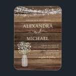Rustic Farmhouse Baby's Band Burk Bröllop Magnet<br><div class="desc">Rustic Farmhouse String Ljus och Burk från Baby's Band Wedding Invations on Wood-bakgrund - innehåller vacker och elegant manustypografi med modern Land Farm House-Gnistra för den speciella Bröllopsdagen firande.</div>