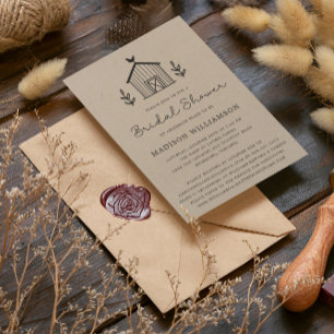 Rustic Farmhouse Barn Möhippa QR-kod Inbjudningar