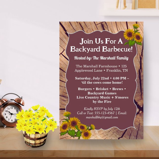 Rustic Farmhouse BBQ Cookout Invitation – 5x7"  Inbjudningar (Skapare uppladdad)