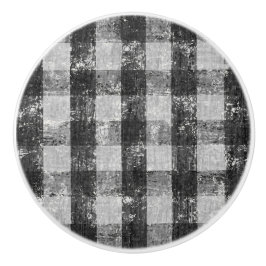 Rustic Farmhouse Black n White Gingham Check Farm Knopp