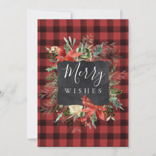 Rustic Farmhouse Black Red Check Play-jul Julkort