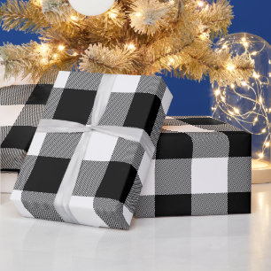 Rustic Farmhouse Black & White Buffalo Check Pache Presentpapper