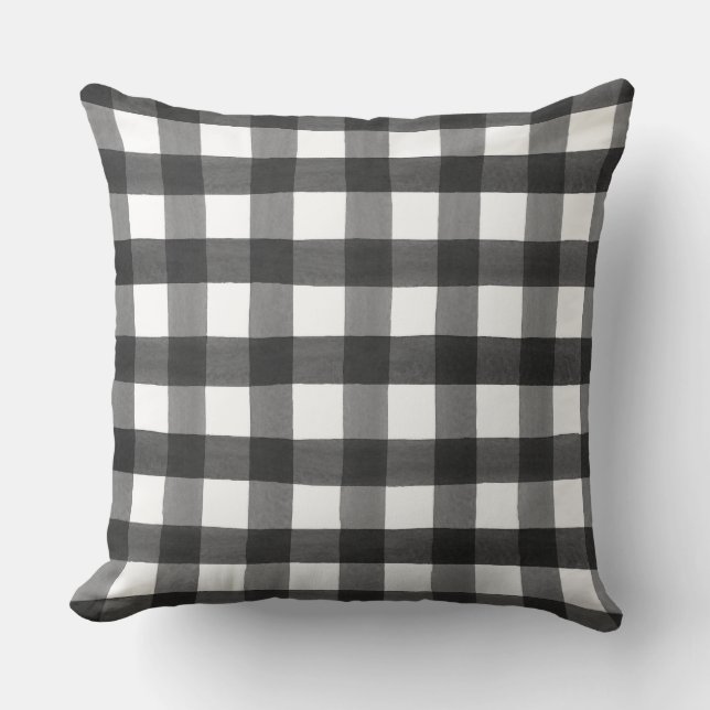 Rustic Farmhouse Black White Check Kudde (Framsida)