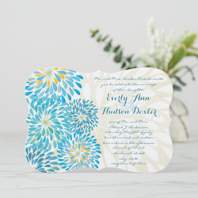 Rustic Farmhouse Blommigt Chrysanthemum Bröllop Inbjudningar (Stående Fram)