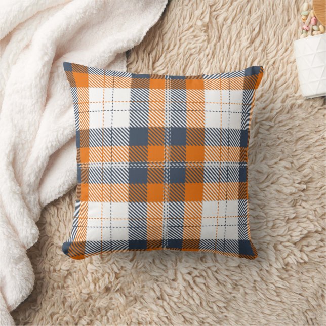 Rustic Farmhouse Blue Orange Pput Autumn Fall Kudde (Filt)