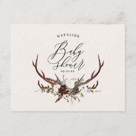 Rustic farmhouse botaniskt manuschema babydusch meddelande vykort